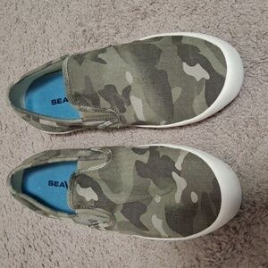SeaVees - Baja Slip On Saltwash Mens Size 9 CAMO Green BLUE INSERT